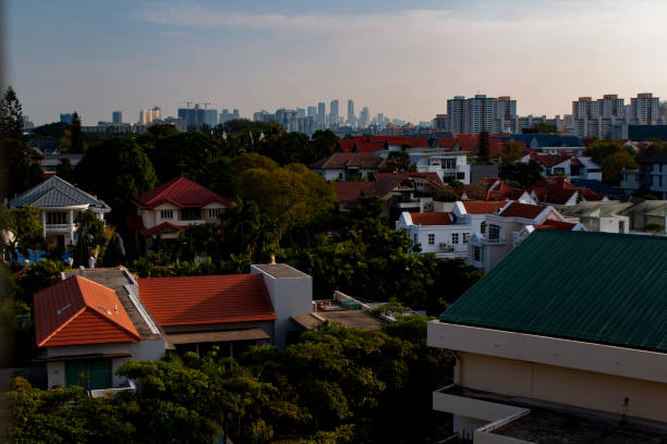 The view fo the city from the suburbs stock photo