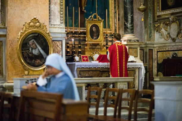Rome - 7 September 2017 - celebration of the Holy Mass vetus ordo, Mass in Latin, in the days of the pilgrimage summorum pontificum decennial.