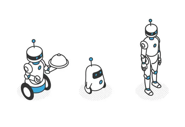 Vector illustration of Industrial Robots