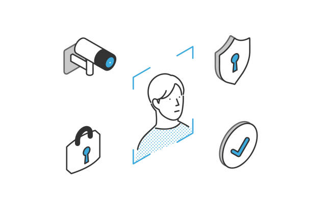 illustrazioni stock, clip art, cartoni animati e icone di tendenza di sistemi di autenticazione e sicurezza personali - security equipment illustrations