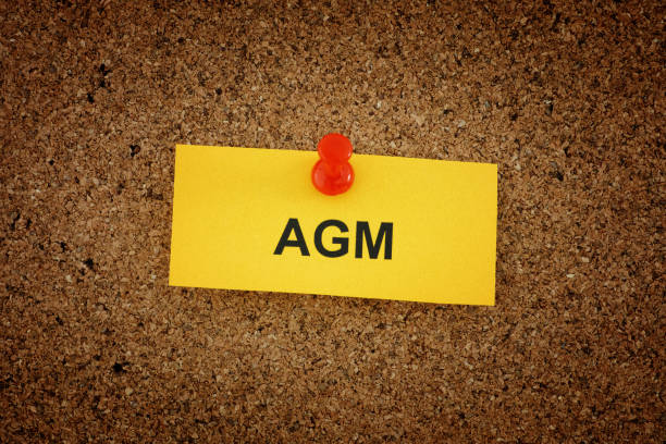 istock A yellow paper note with the words AGM (Annual General Meeting) on it pinned to cork board 1483785965