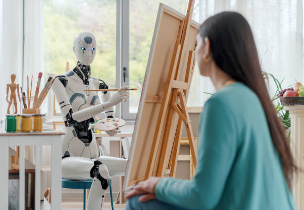 istock AI robot painting a portrait in the art studio 1483786177