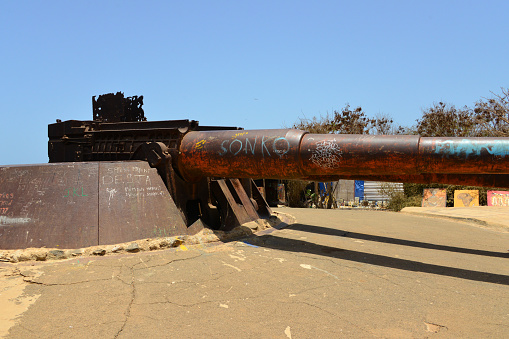 Gorée Island, Dakar, Senegal: side view French coastal artillery battery on Castel Hill, the 