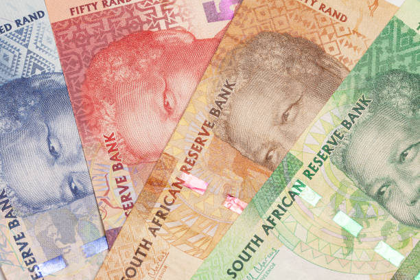 nelson holilala mandela se enfrenta a los billetes sudafricanos de rand. presidente de sudáfrica. - ten rand note fotografías e imágenes de stock