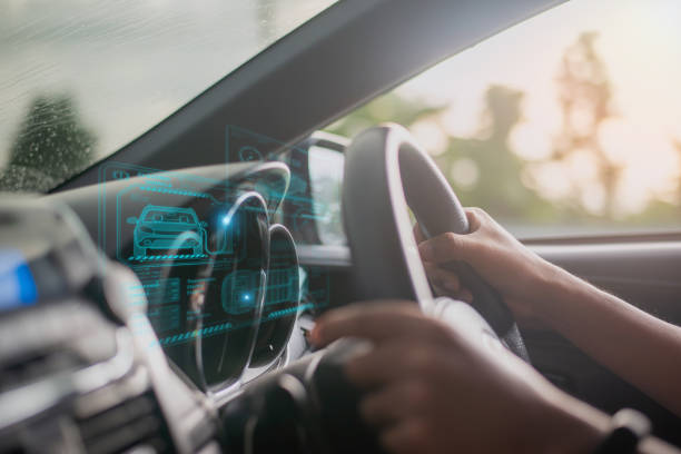 istock graphic user interface and a futuristic car (GUI). intelligent vehicle connected vehicle The Internet of Things the head-up display (HUD) 1483795196