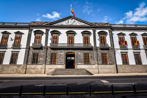Santa Cruz de Tenerife, Spain - 10th of November, 2022. Front View of Palace of the General Captaincy