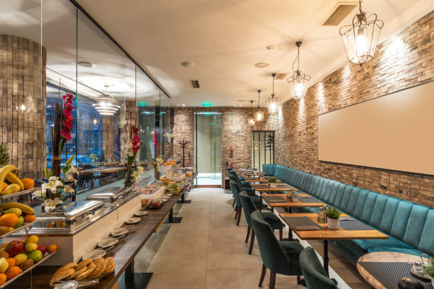 istock Restaurant interior with food buffet table 1483798946