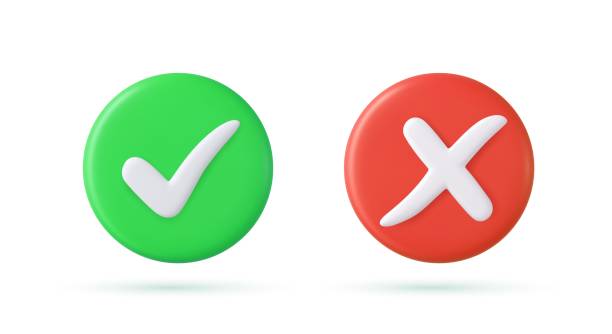 istock Green tick check mark and cross mark symbols 1483799392