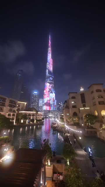 Video about fountains outside the Dubai Mall