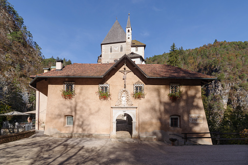 Sanctuary of San Romedio in the Val di Non valley, Sanzeno, Trentino-Alto Adige, Italy