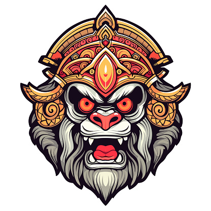 Mask of Hanuman monkey god of hindu logo