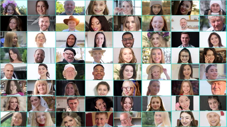 Animated multi-collage of happy, positive people of all ages looking at the camera.