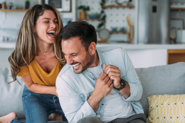 istock Happy couple at home. 1483802373