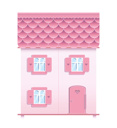 Dollhouse pink vector illustration. Flat design for print and web.