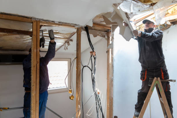 vorbereitung für die renovierung in der wohnung.
crew von hausrenovierungsarbeitern. - plasterer construction site manual worker plaster stock-fotos und bilder