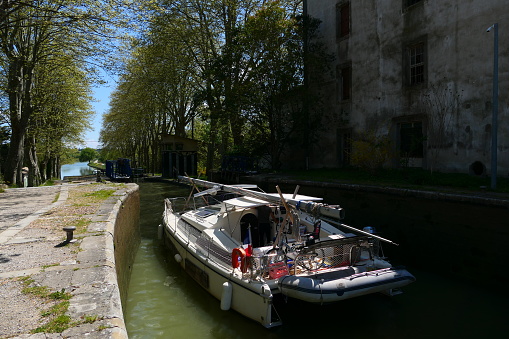 Saint-Roch lock, Canal du Midi, Castelnaudary, Aude