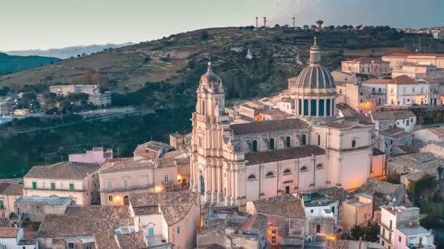 Aerial view & drone view of Catania cityscape and Mount Etna.