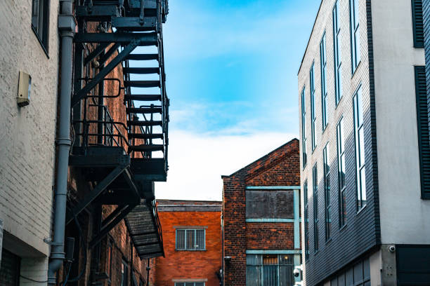 Fire exist stairs on an apartment building Manchester urban architecture