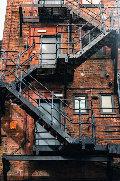 Photo of Fire exist stairs on an apartment building Manchester urban architecture