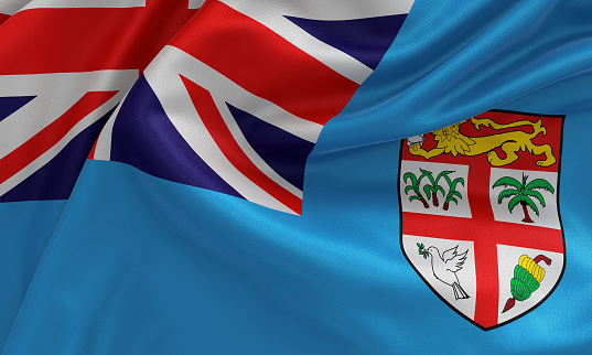Fiji flag flag, from fabric satin, 3d illustration