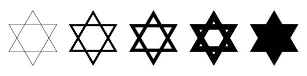 икона «звезда давида». знак иудаизма. шестиконечная звезда. вектор изолирован на белом фоне. - 5440 stock illustrations