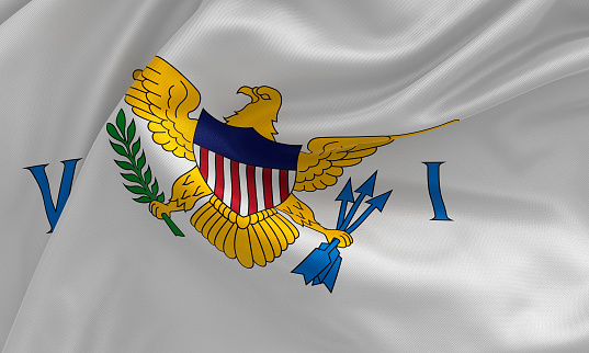 US Virgin Islands flag, from fabric satin, 3d illustration