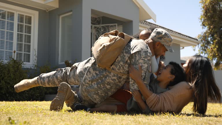 Military homecoming: Soldier returns home and reunites with his family after a long deployment