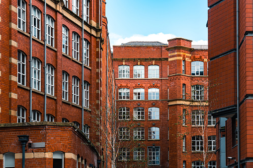 Facade of an abandoned building in the Manchester, UK