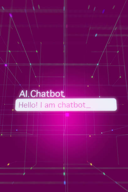 ai chatbot text message in digital cyber space background - chat gpt stock illustrations