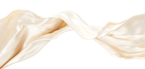 istock Pearl fabric flying in the wind isolated on white background 3D render 1483839465