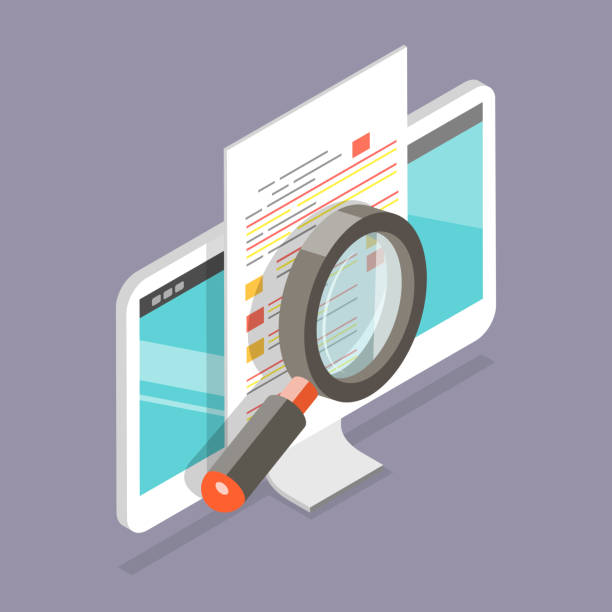 3D Isometric Flat Vector Icon of Document Review 3D Isometric Flat Vector Icon of Document Review, Digital Document Check proof reading documents stock illustrations