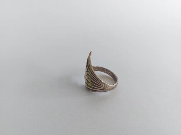 istock silver ring in the shape of a hollow wing 1483843231