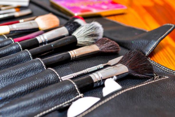istock Variety of Professional Makeup Tools and Brushes With Eye shadows Placed as Make-up Products 1483844458