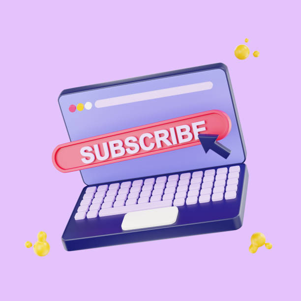 istock 3d render subscription on the laptop for social media. 3d subscribe background. 1483846120