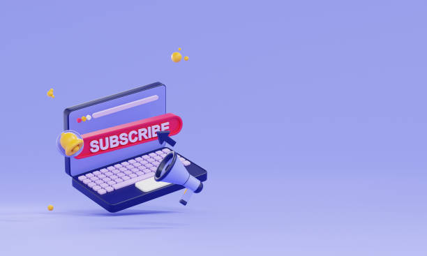 istock 3d render subscription on the laptop for social media. 3d subscribe background. 1483846136