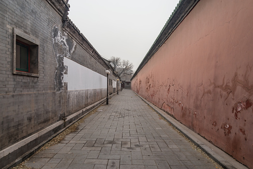 Empty street in the historical city center. Beijing. China.