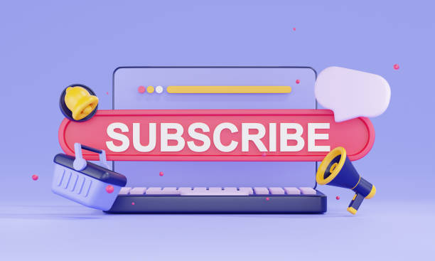 istock 3d render subscription on the laptop for social media. 3d subscribe background. 1483846397
