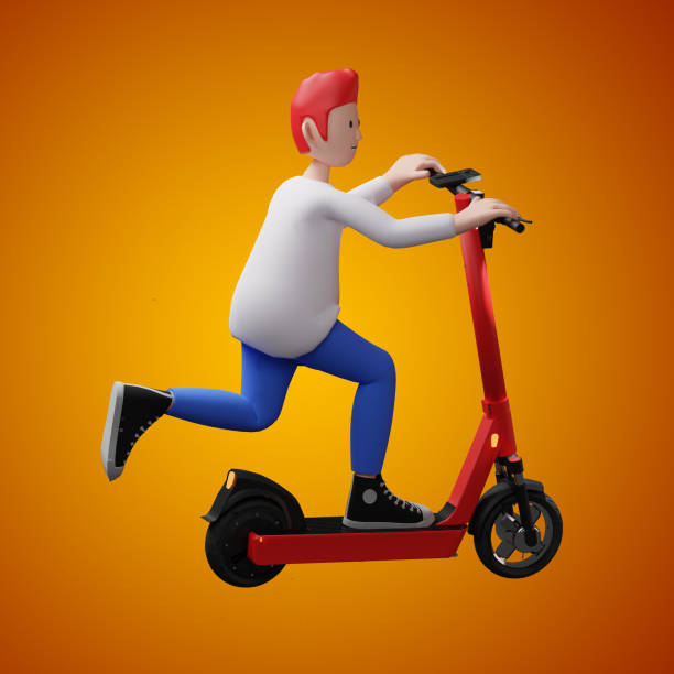 istock 3d render of a boy riding a scooter 1483852699