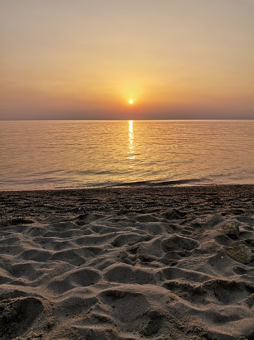 Idyllic Beach With White Sand And A Glimmering Horizon Illuminated By ...