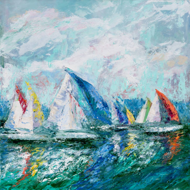 istock Sailing Boats Colorful Oil Painting 1483855010