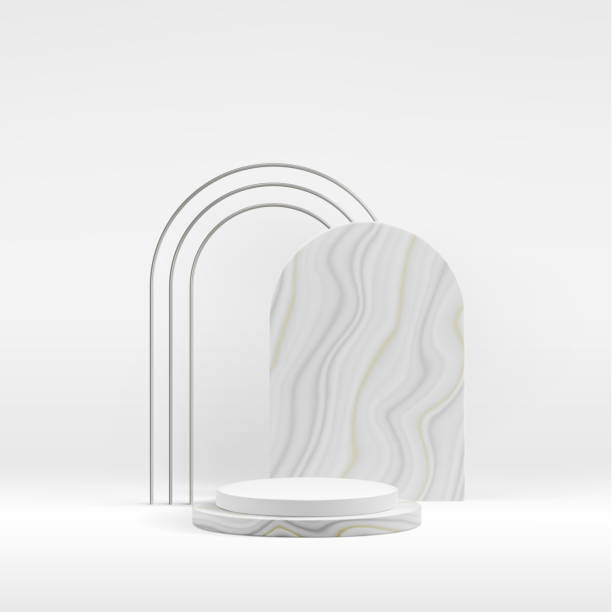 istock White 3d podium with luxury silver thin wired and marble arches as elegant cosmetic product demonstration background 1483859942
