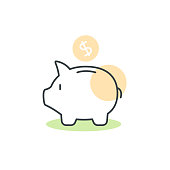 istock Piggy bank line icon. Vector illustration of Piggy bank with icon. Editable stroke. 1483866131