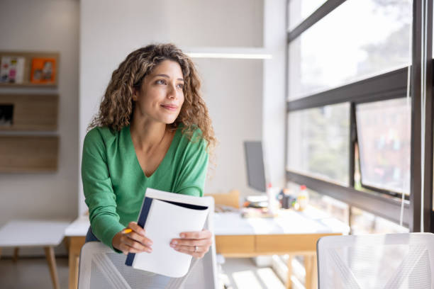 Thoughtful entrepreneur working at a coworking office