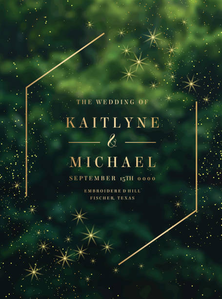 Emerald greenery forest foliage vector background. Green garden trees wedding invitation Emerald greenery forest foliage vector background. Green garden trees wedding invitation. Summer leaves card texture. Golden line crystal art. Rustic style save the date.Elegant outdoor party template emerald green stock illustrations
