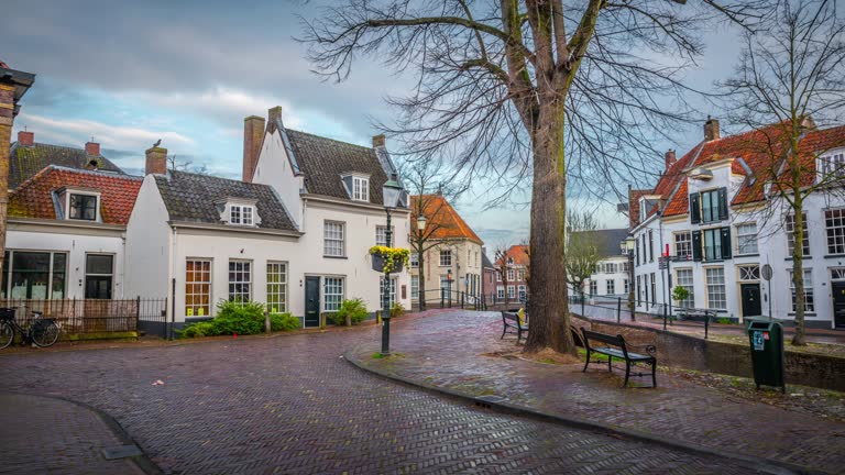 City street with historic buildings in the old town of Amersfoort on the Netherlands