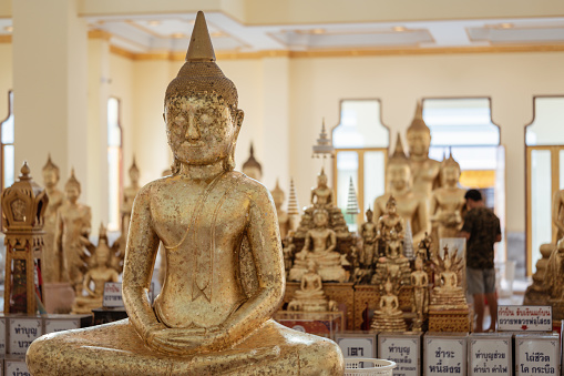golden buddha statue at Wat Sothon Wararam  temple . (Chachoengsao) Thailand