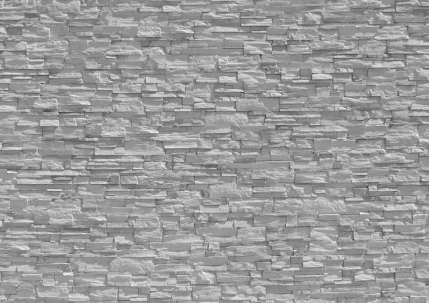 Grey brick stone decorative wall texture stock photo