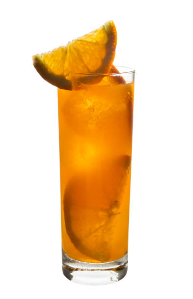 istock Orange juice with orange slices isolated on white. 1483893234