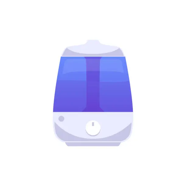 Vector illustration of Air humidifier with round button front view flat style