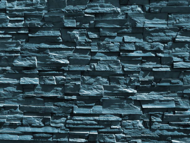 Blue brick stone decorative wall texture stock photo